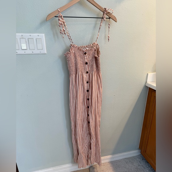 Faithfull Brighton Linen Dress pink and white striped - Picture 5 of 10